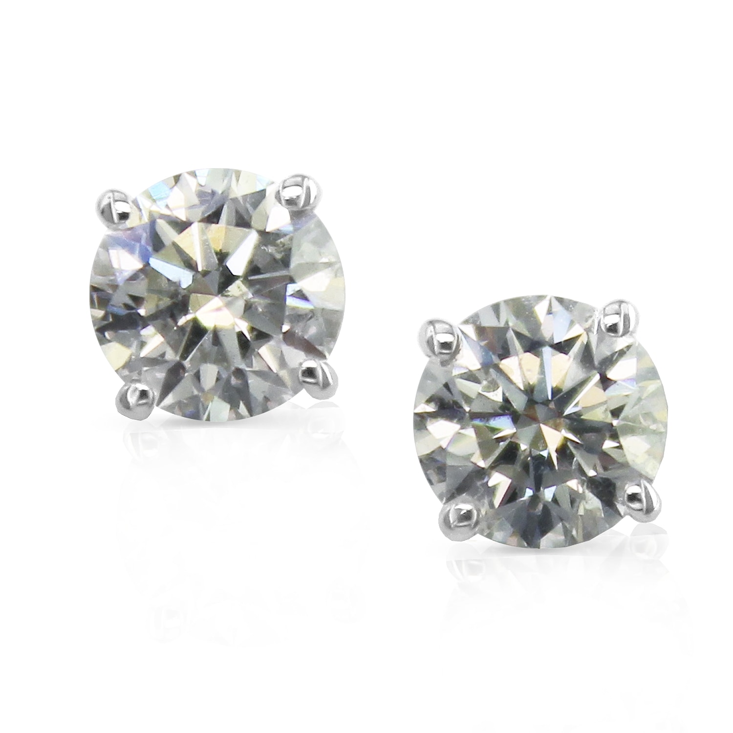 Platinum 1 1/2ct TDW Hearts and Arrows Diamond Stud Earrings (H I, SI1