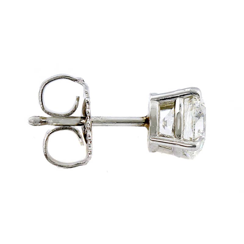 Platinum 1ct TDW Round Hearts & Arrows Diamond Stud Earrings by Auriya (H-I, SI1-SI2)