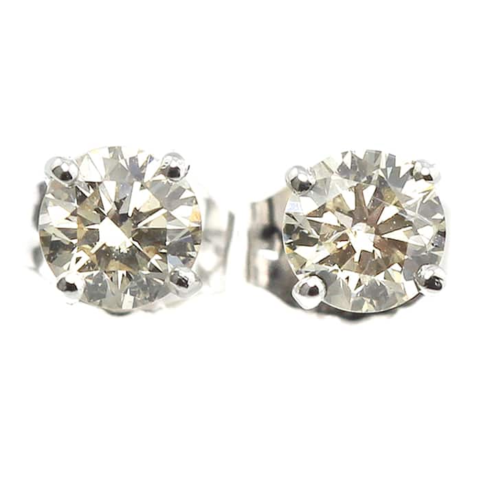 Platinum 1ct TDW Round Hearts & Arrows Diamond Stud Earrings by Auriya (H-I, SI1-SI2)