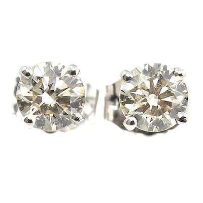 Platinum 1ct TDW Round Hearts & Arrows Diamond Stud Earrings by Auriya (H-I, SI1-SI2)