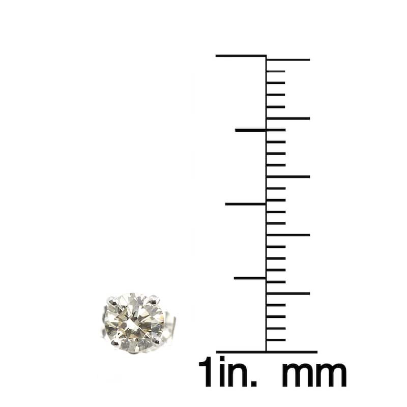 Platinum 1ct TDW Round Hearts & Arrows Diamond Stud Earrings by Auriya (H-I, SI1-SI2)