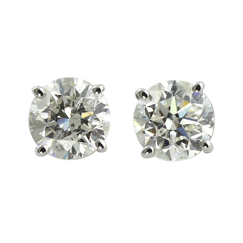 Platinum 1/2ct TDW Round Hearts & Arrows Diamond Stud Earrings by Auriya (E-F, SI1-SI2)