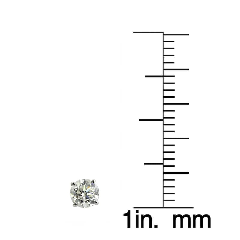 Platinum 1/2ct TDW Round Hearts & Arrows Diamond Stud Earrings by Auriya (E-F, SI1-SI2)