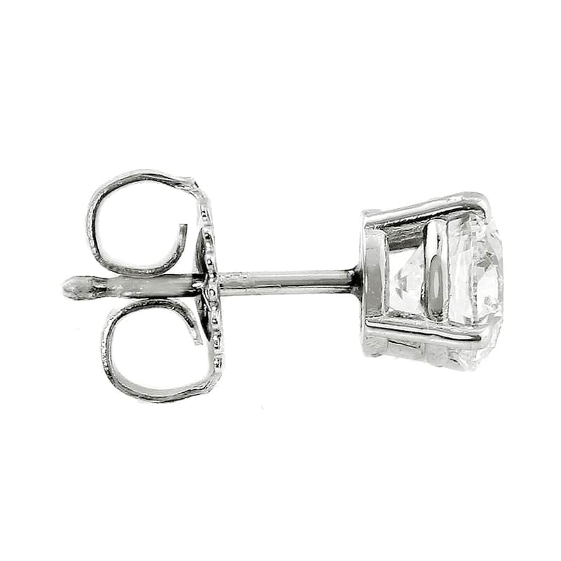 Platinum 1/2ct TDW Round Hearts & Arrows Diamond Stud Earrings by Auriya (E-F, SI1-SI2)
