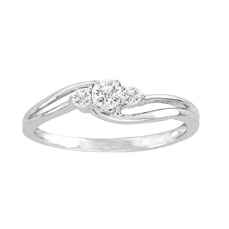 De Couer 10k White Gold 1/4ct TDW Diamond 3-stone Anniversary Ring - 6 - White