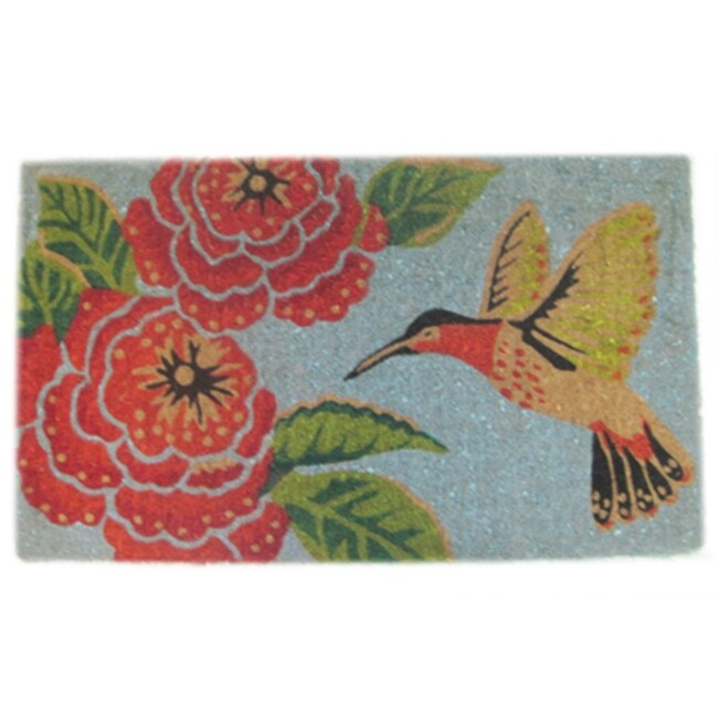 Hummingbird And Flower Door Mat