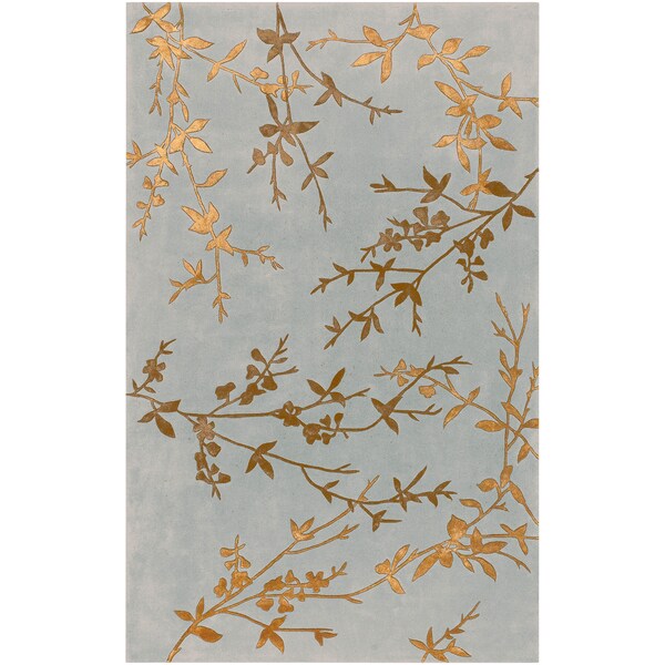 Shop Handtufted Julian Gray Floral Wool Area Rug 9' x 13' Free