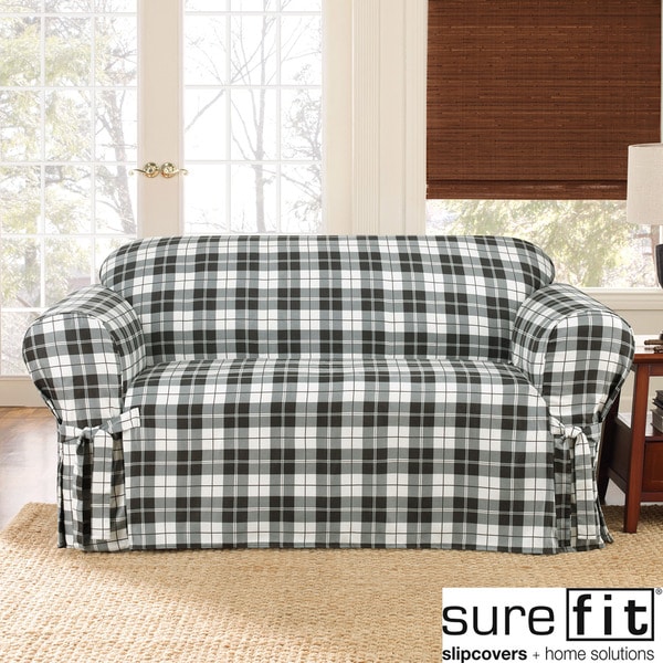Sure Fit Soft Suede Plaid Sofa Slipcover Sure Fit Sofa Slipcovers