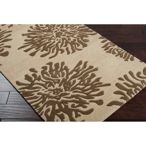 Hand Tufted Contemporary Black Brown Mountain New Zealand Wool Abstract Area Rug Overstock 6378476
