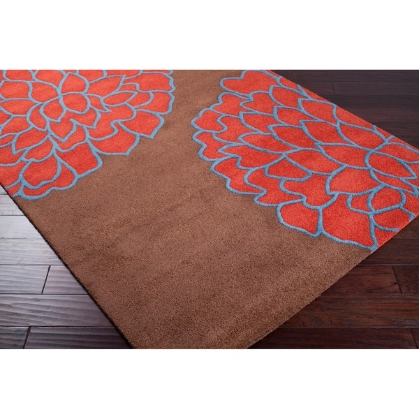 Hand tufted Contemporary Brown/ Glacier New Zealand Wool Abstract Rug