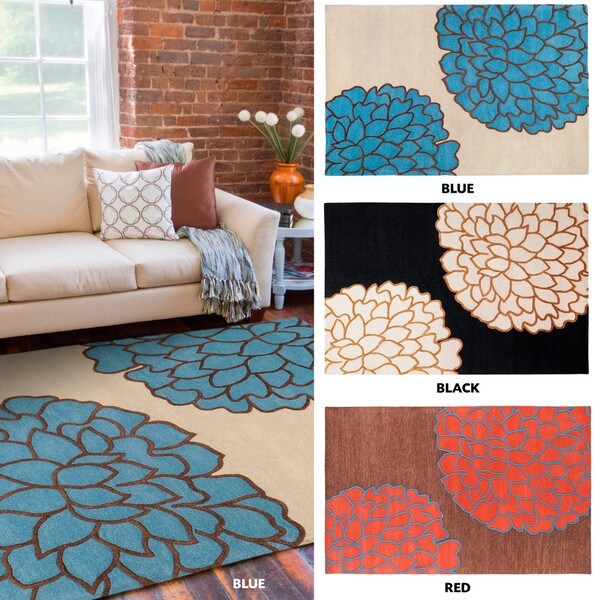 Hand tufted Contemporary /Blue Glacier New Zealand Wool Abstract Rug (8' x 11') 7x9   10x14 Rugs