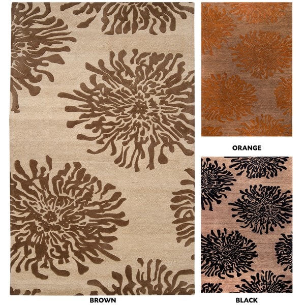 Hand-tufted Contemporary Brown/Orange Mountain New Zealand Wool Abstract Area Rug - 8' x 11'