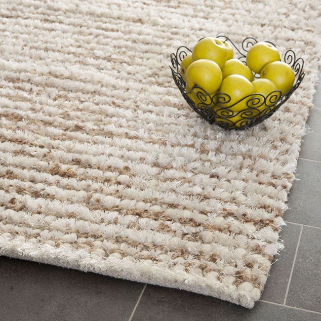 Hand woven Metro Ivory Shag Rug (5 X 8)