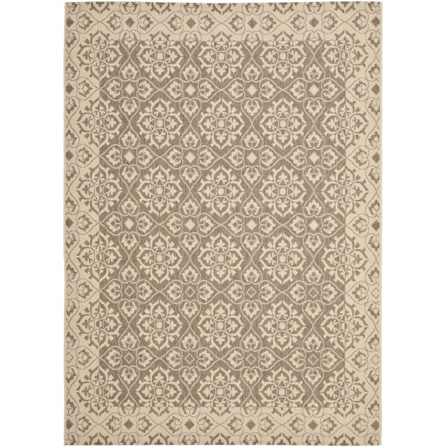 Brown/ Cream Indoor Outdoor Rug (67 X 96)