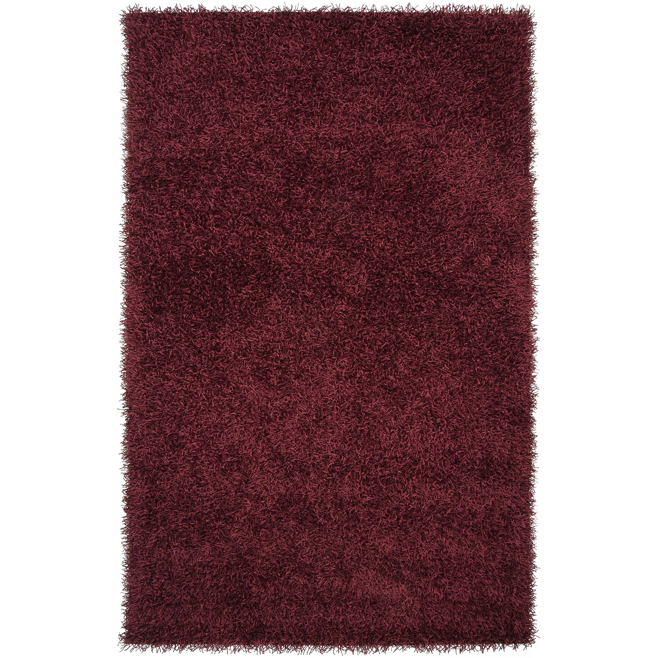 Hand woven Vivid Maroon Soft Shag (5 X 8)