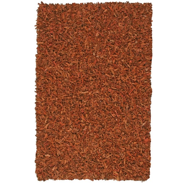 Hand Tied Pelle Copper Leather Shag Rug (8' x 10')