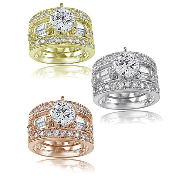 Icz Stonez 3ct TGW Cubic Zirconia Bridal Engagement Ring Set
