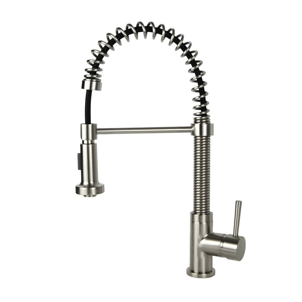 Residential Brushed Nickel Finish Brass Coil Spring Faucet
