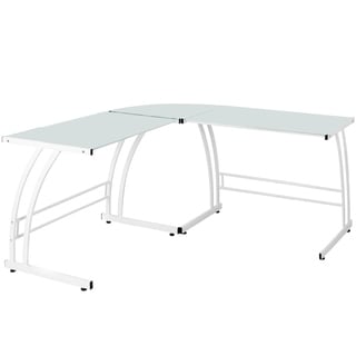 Porch and Den Foresthill Double Bit White Workstation Desk (White)