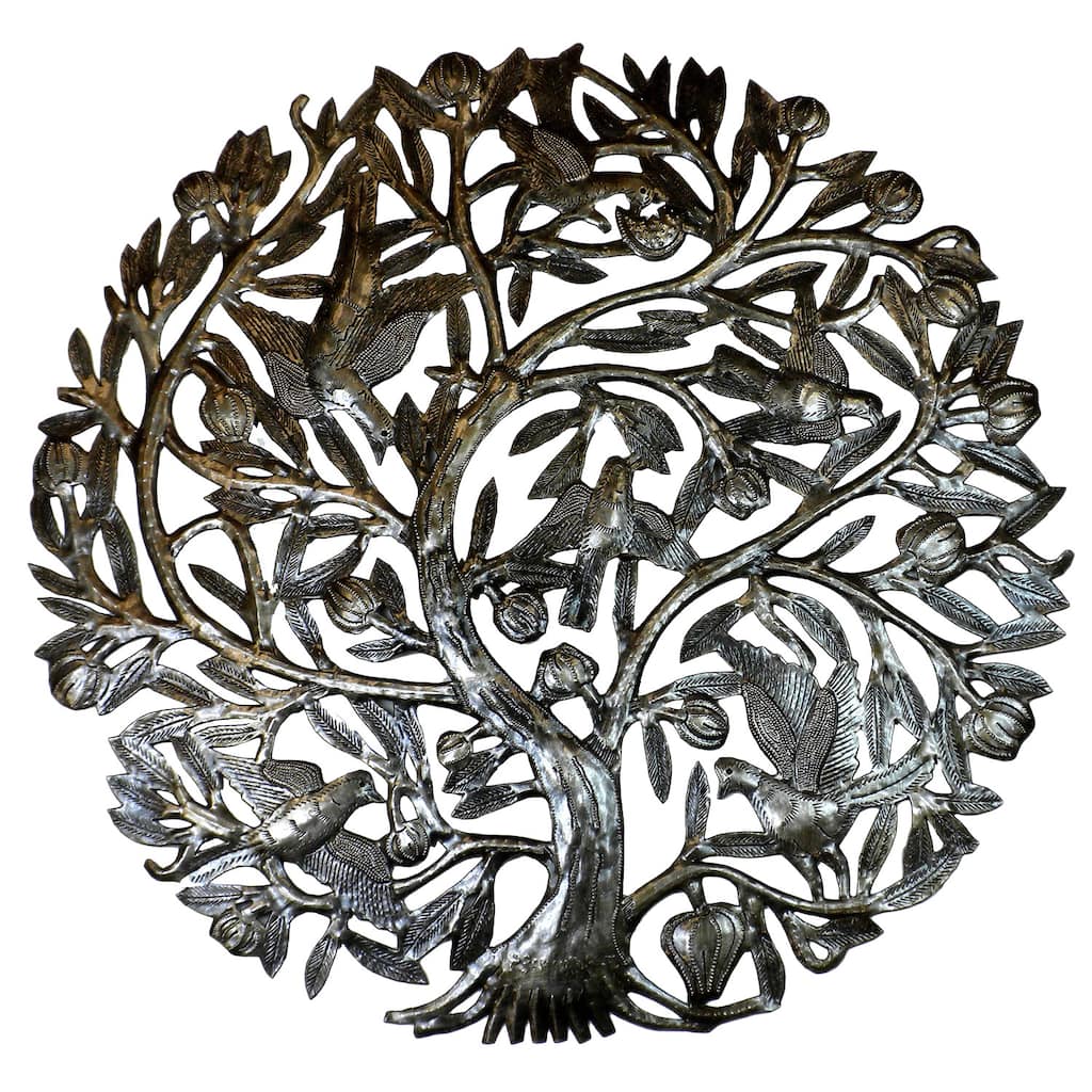 Handmade 'Tree of Life with Buds' 24-inch Recycled Wall Art (Haiti)