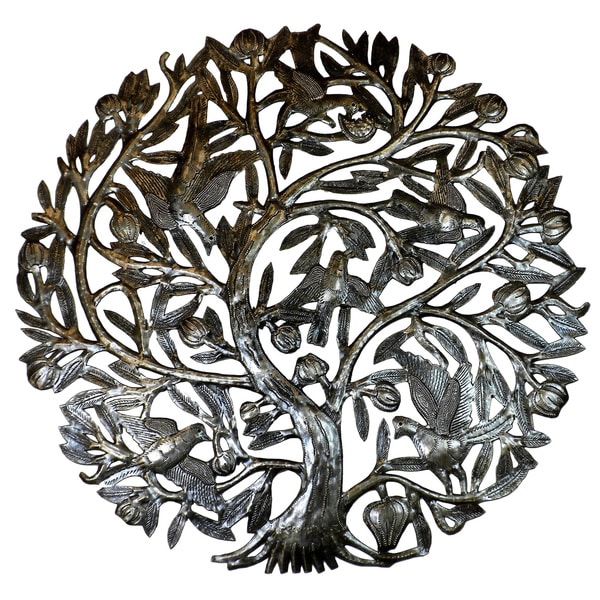 Handmade Tree of Life with Buds 24 inch Recycled Wall Art (Haiti