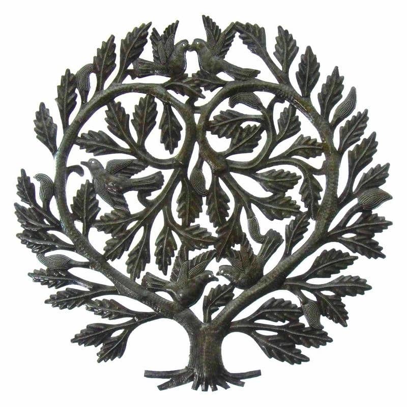 Handmade Recycled Steel Tree of Life 'Lover's Heart' Wall Art (Haiti)