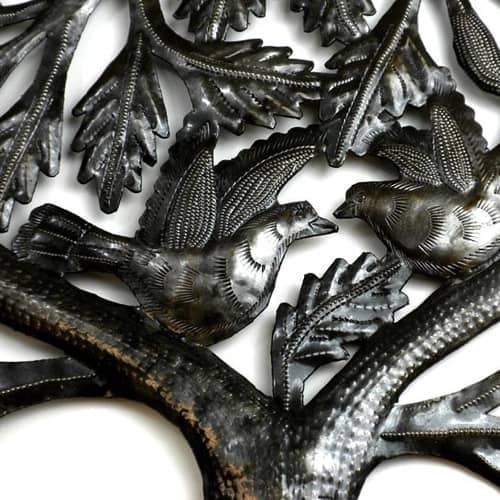 Handmade Recycled Steel Tree of Life 'Lover's Heart' Wall Art (Haiti)