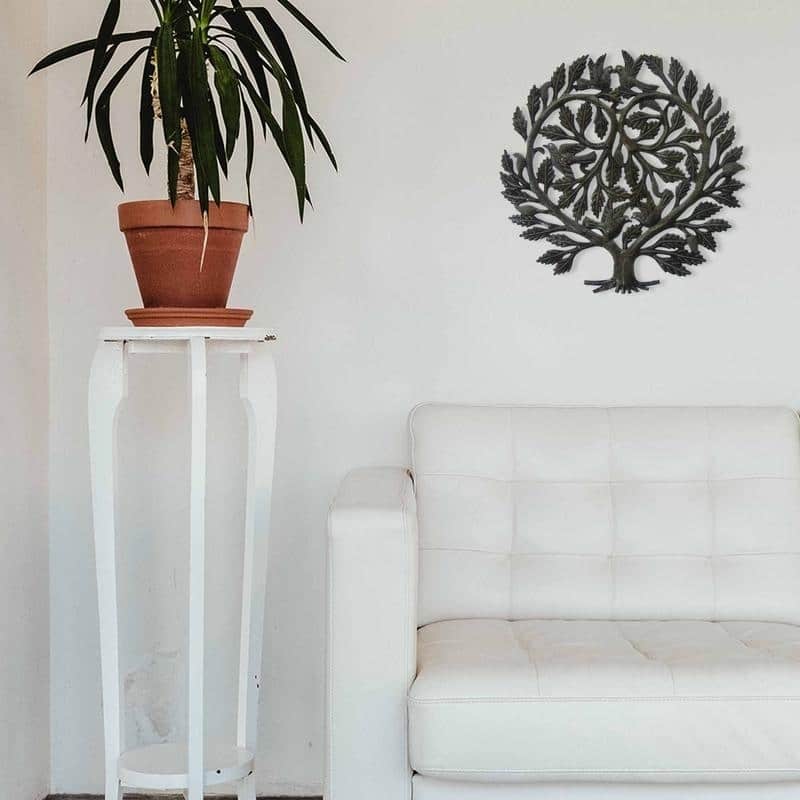Handmade Recycled Steel Tree of Life 'Lover's Heart' Wall Art (Haiti)