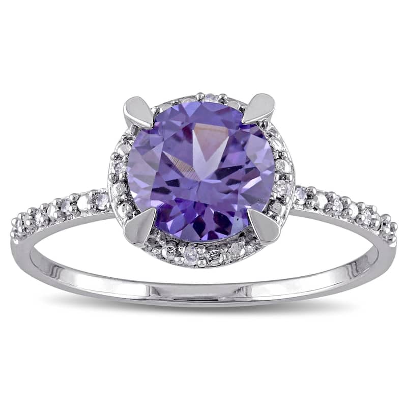 Miadora 10k Gold 1 3/5ct TGW Created Alexandrite and Diamond Accent Ring - 6.5