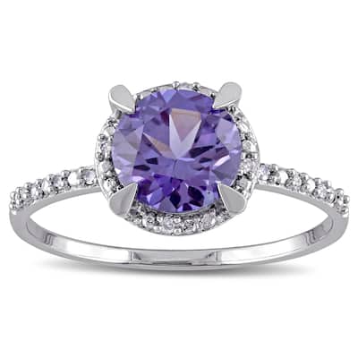 Miadora 10k Gold 1 3/5ct TGW Created Alexandrite and Diamond Accent Ring