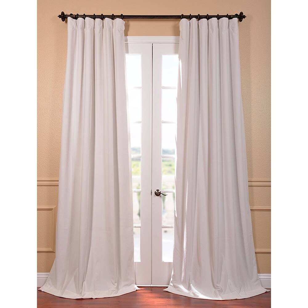 Exclusive Fabrics Signature Off White Velvet Blackout 108-Inch Curtain Panel - 50 x 108