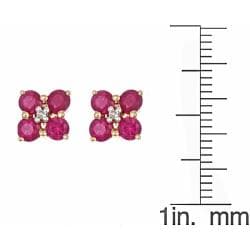 D'Yach 14k Yellow Gold Thai Ruby and Diamond Stud Earrings D'Yach Gemstone Rings