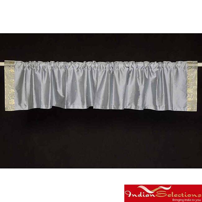 Handmade Grey Sari Fabric Decorative Valances (India) (Pack of 2)
