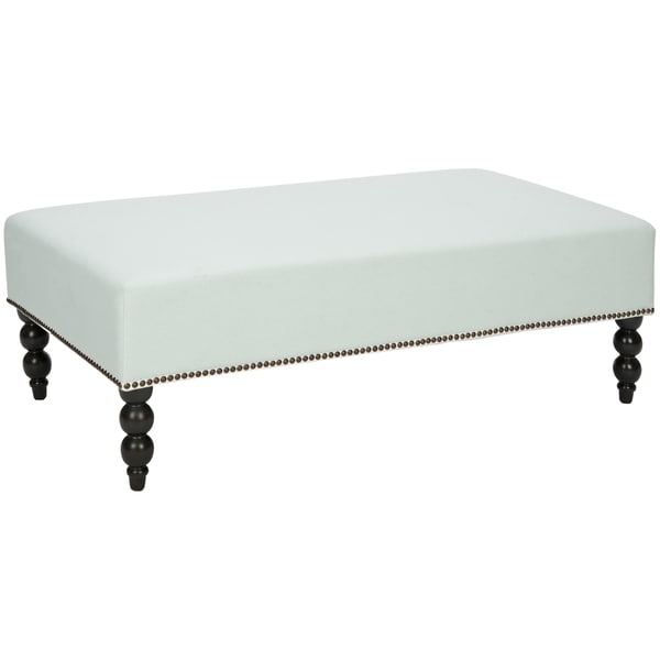 Safavieh Paris Robins Egg Blue Nailhead Cotton Ottoman Safavieh Ottomans