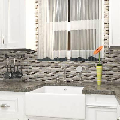 Merola Tile 10.75x11.75-inch Reflections Subway Tundra Glass and Stone Mosaic Wall Tile (10 tiles/8.8 sqft.)