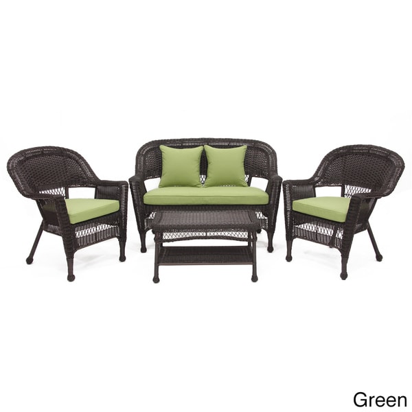 Espresso Wicker 4 piece Patio Conversation Set Wicker Lane Sofas, Chairs & Sectionals