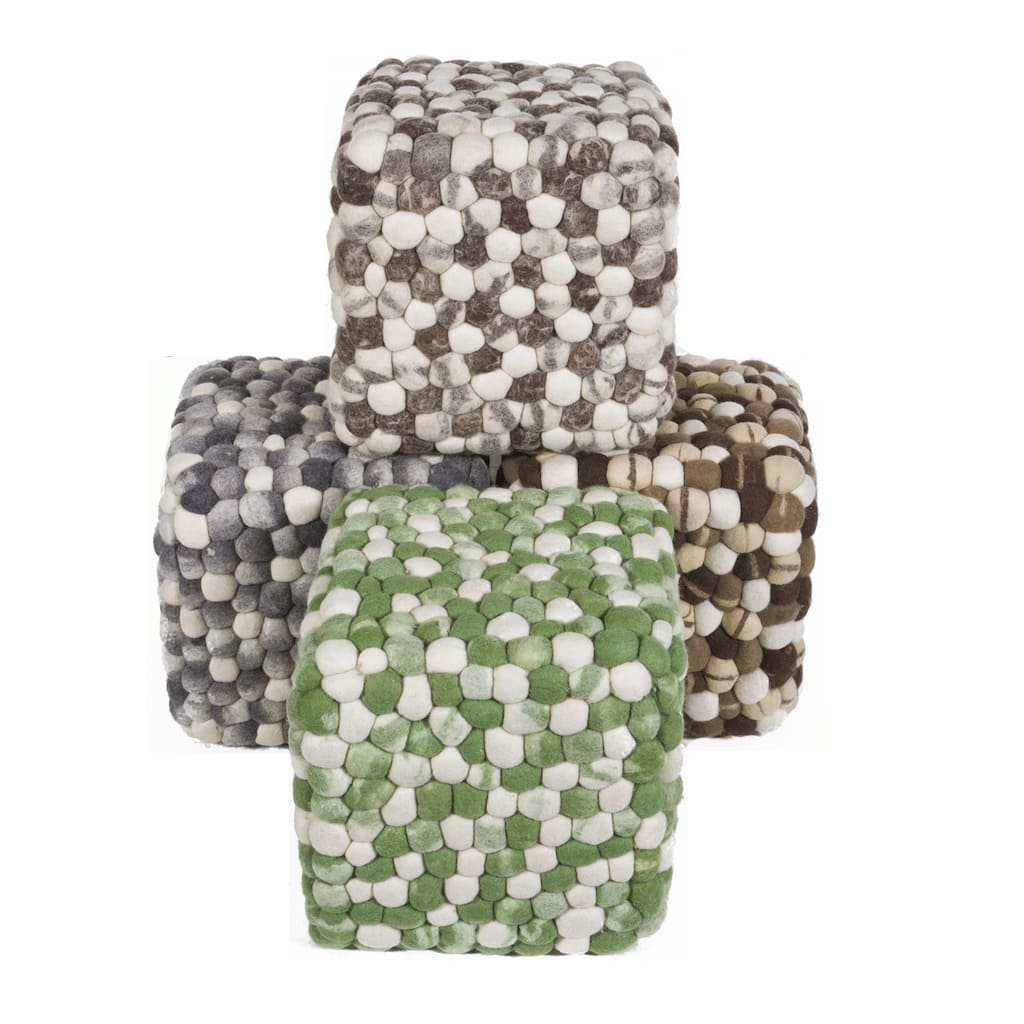 Artist's Loom Felted Wool Poufs (16"x16"x16")
