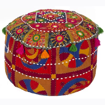 Artist's Loom Traditional Cotton Indian Poufs (Set of 2)