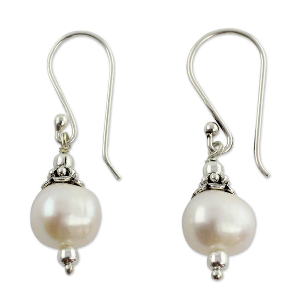 BELLE ROSE PEARL CLUSTER Disc Dangle Earrings
