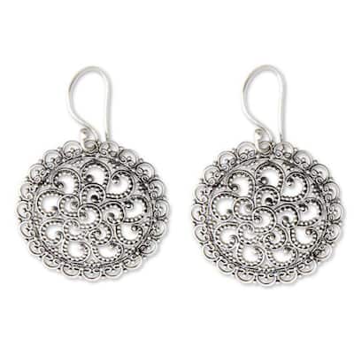 NOVICA Handmade Sterling Silver 'Filigree Chrysanthemum' Earrings (Indonesia)