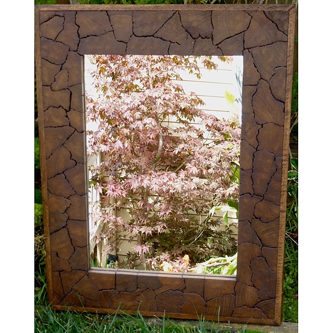 Shop Reclaimed Large Teak Wood Jigsaw Mirror (Thailand) Free Shipping