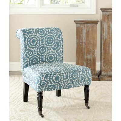 SAFAVIEH Mosaic Blue/ White Polyester Fabric Chair - 21.7"x27.6"x29.1"