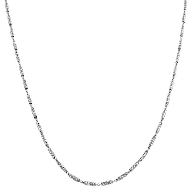 Fremada Rhodiumplated Sterling Silver Diamond-cut Alternate Bar Link Necklace