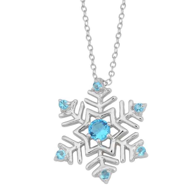 Fremada Rhodium Plated Sterling Silver Cubic Zirconia Snowflake Necklace