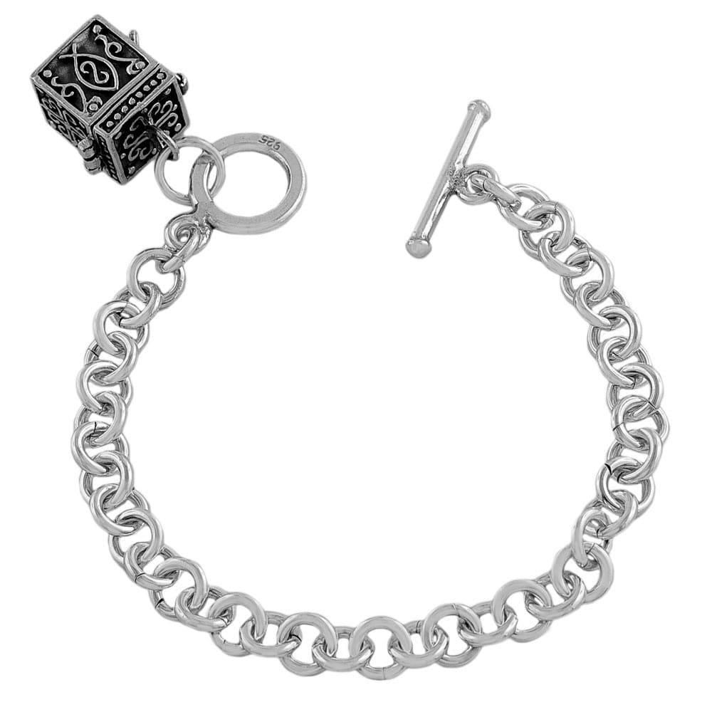 Fremada Sterling Silver Treasure Box Charm Toggle Bracelet