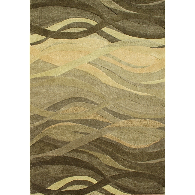 Alliyah Handmade New Zeeland Blend Classic Green Wool Area Rug (8 X 10)