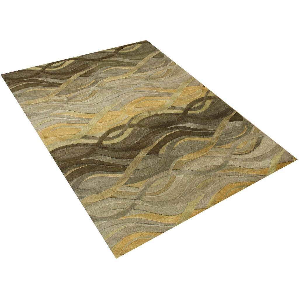 Alliyah Handmade Green New Zealand Blend Wool - 4' x 6'