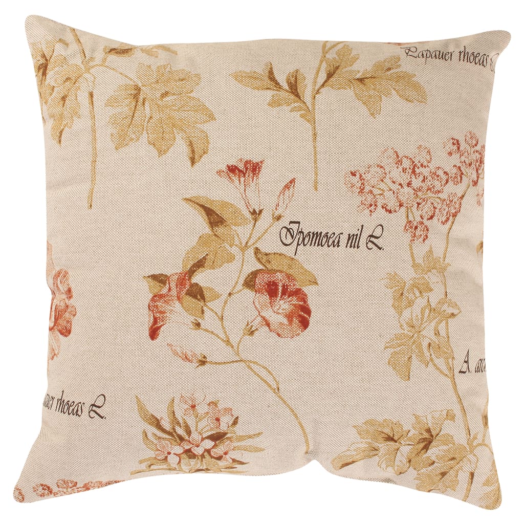 Pillow Perfect Decorative Linen/ Red Floral Square Toss Pillow