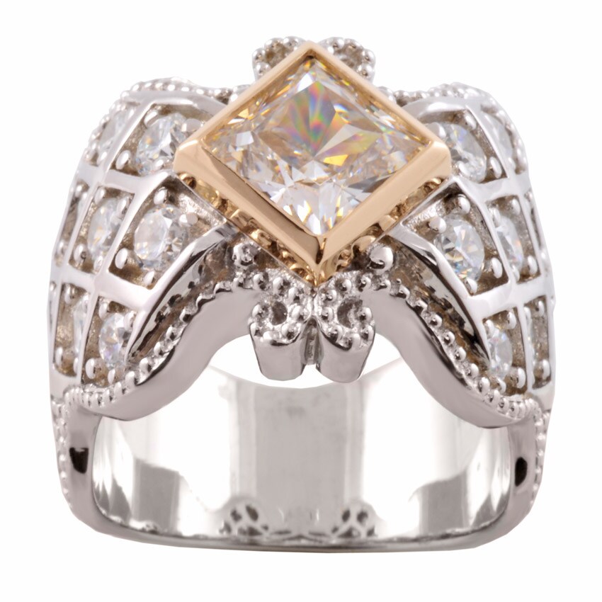 Shop Michael Valitutti 14k Gold and Silver Cubic Zirconia Ring Free