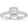 10k White Gold 1/2ct TDW Diamond Halo Engagement Ring